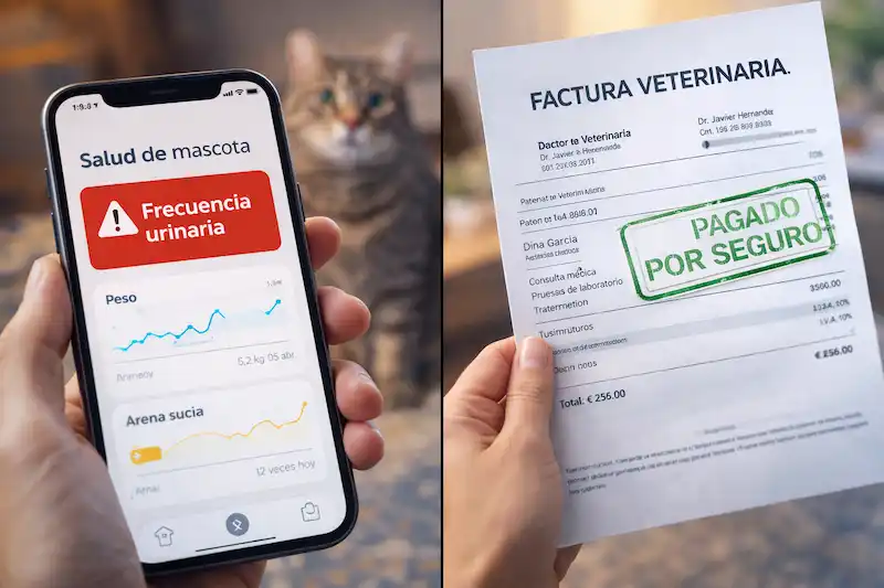 Alerta de salud urinaria y cobertura de gastos con seguro veterinario