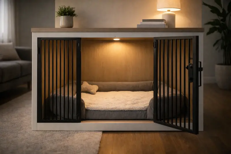 Jaula positiva y zona segura para perro