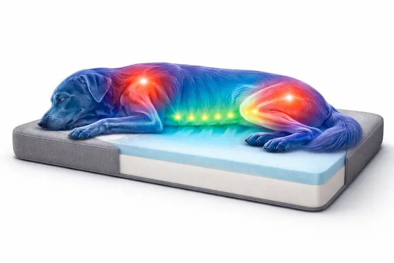 Mapa de calor presión perro en cama ortopédica