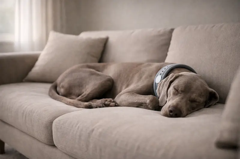 Perro relajado con collar
